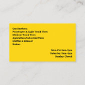 Tire Service Business Card Template 名刺 (裏面)