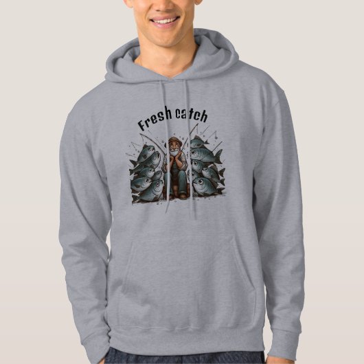 Tired Fisherman Fishing Hoodie パーカ (正面)