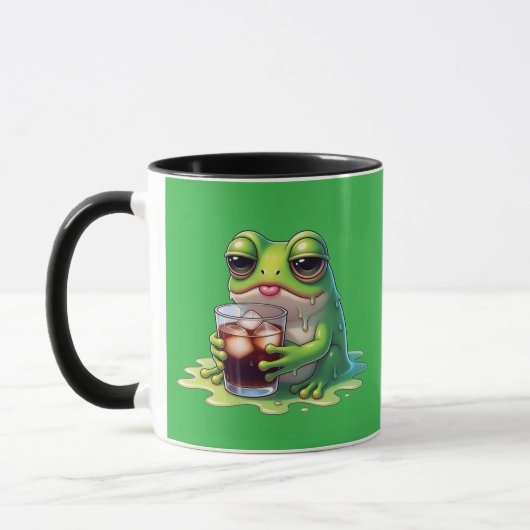 Tired Melted Frog Coffee Cute Mug Design マグカップ (左)