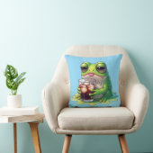 Tired Melted Frog Cute Throw Pillow Design クッション (椅子)
