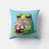 Tired Melted Frog Cute Throw Pillow Design クッション (裏面)