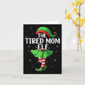Tired Mom Elf Christmas Girls Women Elf Squad Xmas カード (黄色い花)