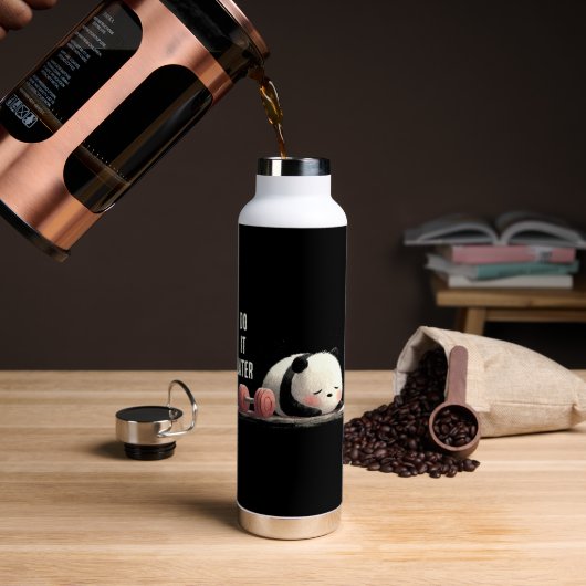 Tired Panda Gym – Cute Funny Workout Art ウォーターボトル (コーヒー (回転後))