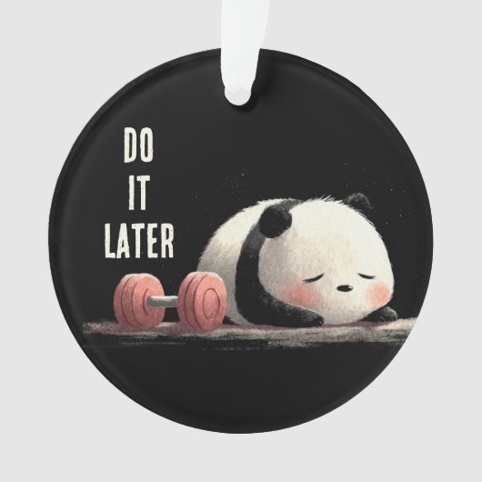 Tired Panda Gym – Cute Funny Workout Art オーナメント (正面)