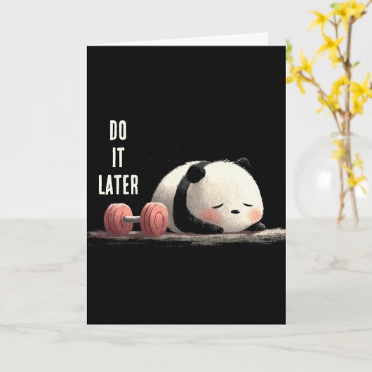 Tired Panda Gym – Cute Funny Workout Art カード (黄色い花)