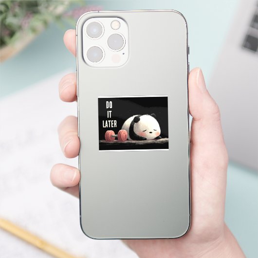 Tired Panda Gym – Cute Funny Workout Art シール (スマートフォン)