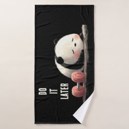 Tired Panda Gym – Cute Funny Workout Art バスタオル