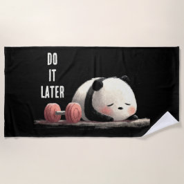 Tired Panda Gym – Cute Funny Workout Art ビーチタオル