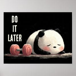 Tired Panda Gym – Cute Funny Workout Art ポスター