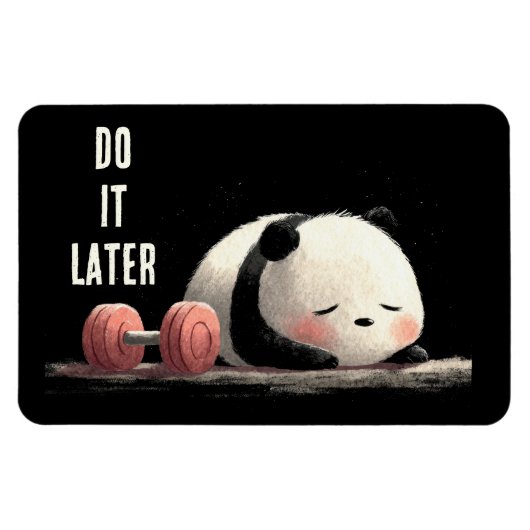 Tired Panda Gym – Cute Funny Workout Art マグネット (横)