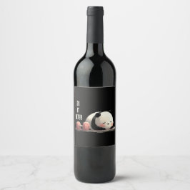 Tired Panda Gym – Cute Funny Workout Art ワインラベル