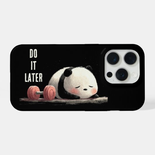 Tired Panda Gym – Cute Funny Workout Art iPhoneケース (裏面横)