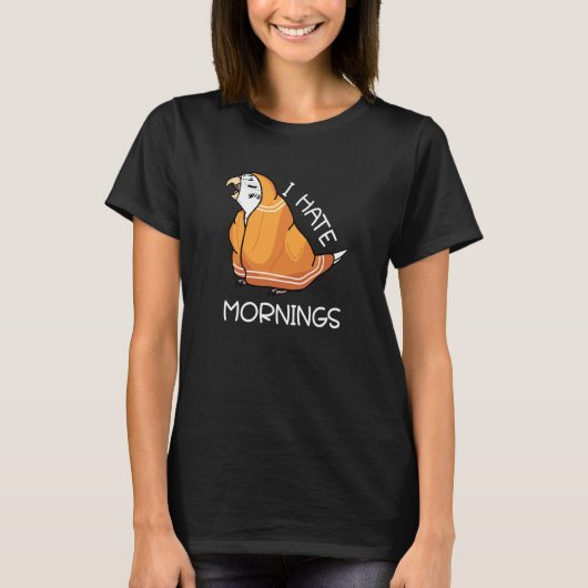 Tired Parrot Hates Mornings I White Budgie Budgeri Tシャツ (正面)
