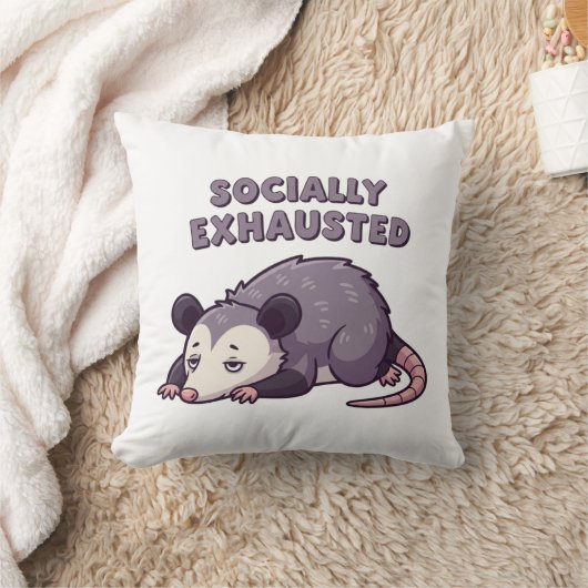 Tired Retro Possum Square Comfort Pillow クッション (ブランケット)