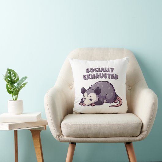 Tired Retro Possum Square Comfort Pillow クッション (椅子)