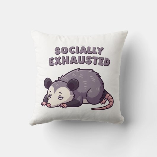 Tired Retro Possum Square Comfort Pillow クッション (裏面)
