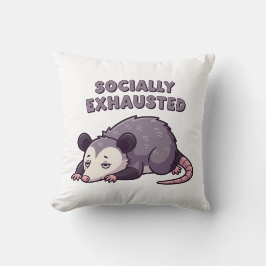 Tired Retro Possum Square Comfort Pillow クッション (正面)