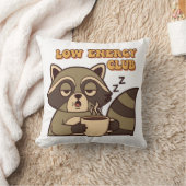 Tired Retro Raccoon Square Throw Pillow クッション (ブランケット)