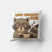 Tired Retro Raccoon Square Throw Pillow クッション (裏面)