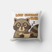 Tired Retro Raccoon Square Throw Pillow クッション (正面)