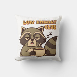 Tired Retro Raccoon Square Throw Pillow クッション