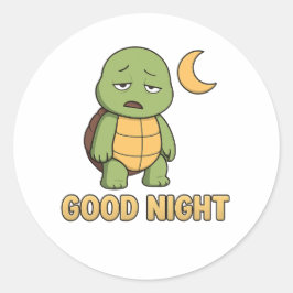 Tired turtle saying Good Night ラウンドシール