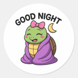 Tired turtle saying Good Night ラウンドシール