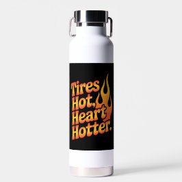 Tires Hot Heart Hotter Retro Flames ウォーターボトル