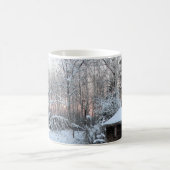 「Tis季節のばら色の日没のコテージの冬休み コーヒーマグカップ (中央)