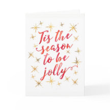 Tis季節のクリスマスカードの赤および金ゴールド