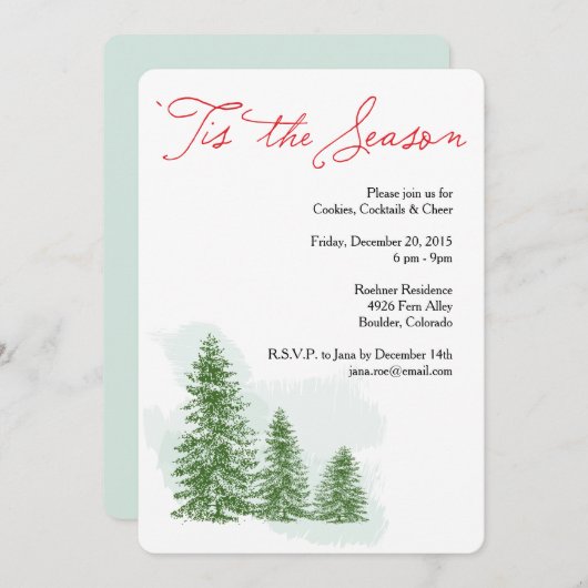 Tis季節の冬休みのパーティの招待状 招待状 (正面/裏面)