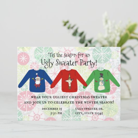 Tis醜いセーターのパーティの招待状のための季節 招待状 (スタンド正面)
