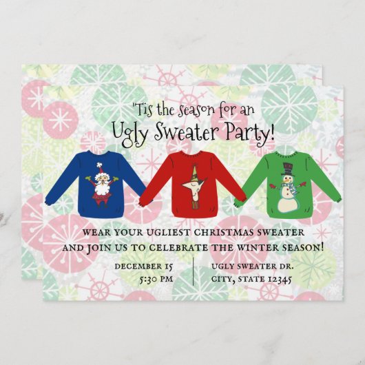 Tis醜いセーターのパーティの招待状のための季節 招待状 (正面/裏面)