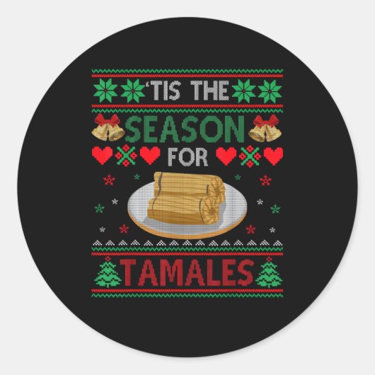 Tis Season For Tamales Funny Christmas Food ラウンドシール (正面)