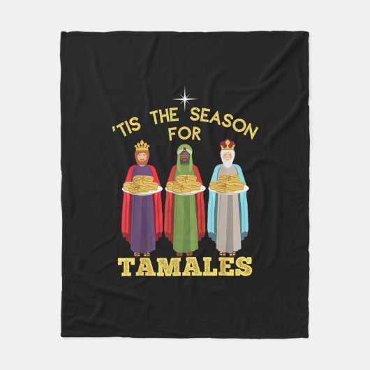 Tis Season For Tamales Funny Mexican Christmas フリースブランケット (正面)