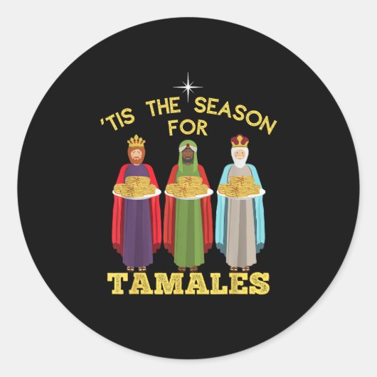 Tis Season For Tamales Funny Mexican Christmas ラウンドシール (正面)
