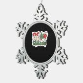 Tis Season Retro Funny Sloth スノーフレークピューターオーナメント (右)