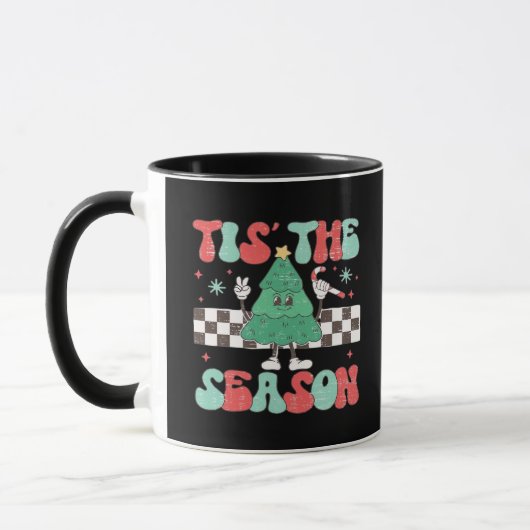 Tis Season Retro Womans Holiday マグカップ (左)