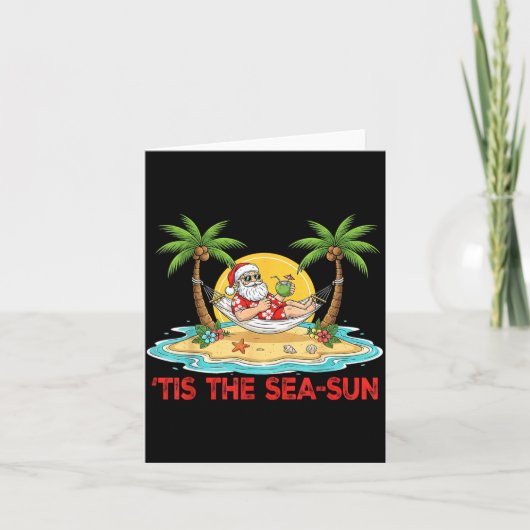 Tis The Sea-sun Santa Beach Vibes Christmas In Jul カード (正面)