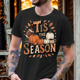 ’TIS THE SEASON ビンテージのパンプキンとアメリカンフットボール Tシャツ