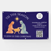 TIS THE SEASON ロゴ QR 教会サービス クリスマス 横断幕 (横)