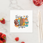 'Tis The Season -秋、サッカー、カボチャのスパイス スタンダードカクテルナプキン (インサイチュ)