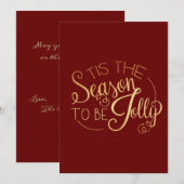 "Tis the Season"金ゴールドスクリプト赤パーソナライズされた シーズンカード (正面/裏面)