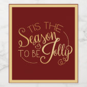 "Tis the Season"金ゴールドスクリプト赤ファンシー ワインラベル (シングルラベル)