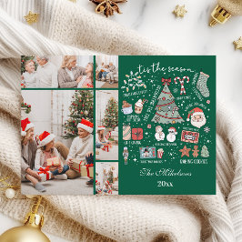 Tis The Season 5フォトレトログリーンクリスマス シーズンカード