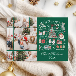 Tis The Season 7写真レトログリーンクリスマス シーズンカード