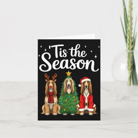 Tis The Season Afghan Hound Christmas Santa Dog Lo カード (正面)