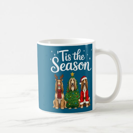 Tis The Season Afghan Hound Christmas Santa Dog Lo コーヒーマグカップ (右)