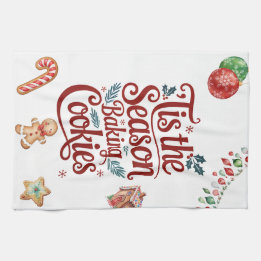 'Tis the Season Baking Cookies Kitchen Towel  キッチンタオル