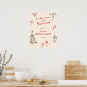 Tis The Season Bridal Shower Hand Drawn Welcome ポスター (キッチン)